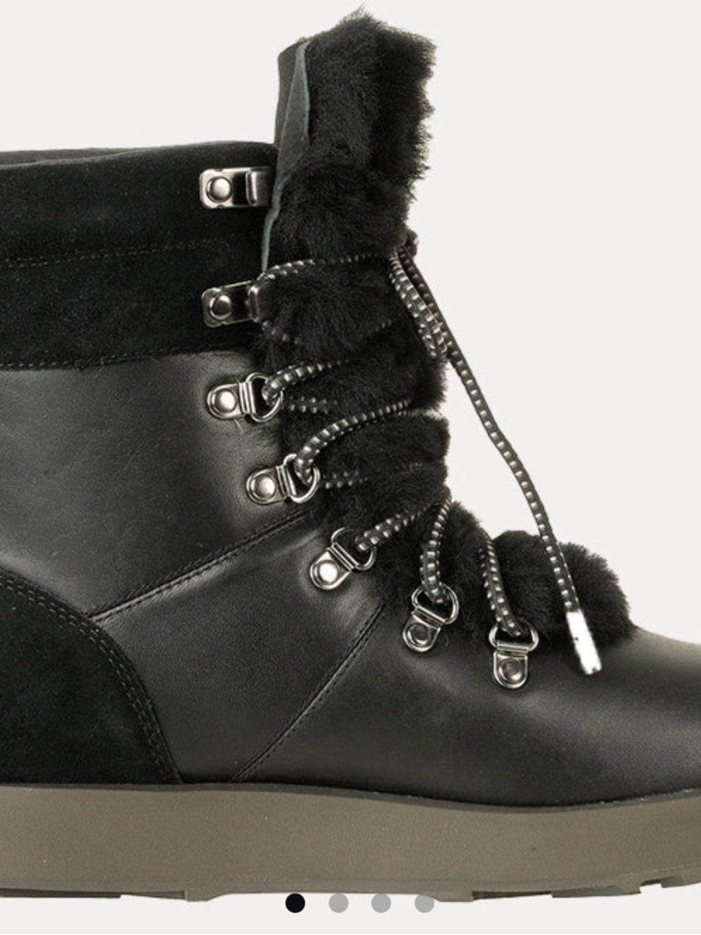 UGG Black Viki Lace-Up Faux Fur Ankle Boots